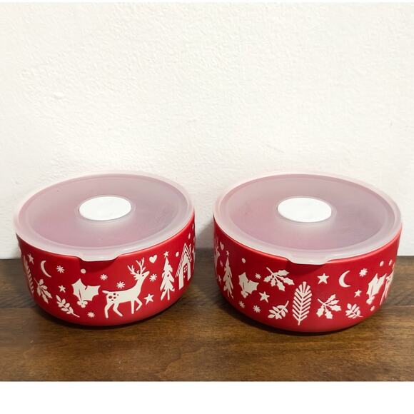 Prima Design - Winterfest, Christmas, Textured, Pair of Food Storage Bowls - Picture 2 of 4